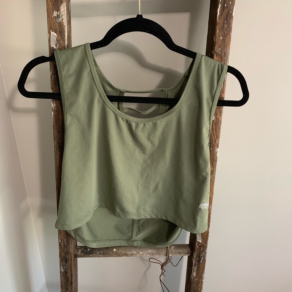 Army green crop athletic top